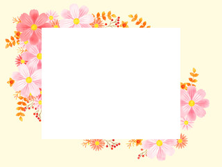 コスモスと秋の花のフレーム