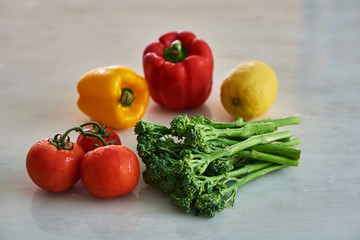 The kitchen counter vegetables