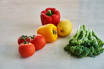 Healthy eating. Clean fresh vegetables on a table.