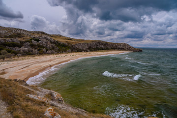 Wild beach on the Black Sea in the Crimea