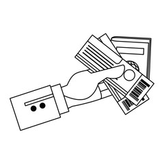 hand with tickets flight