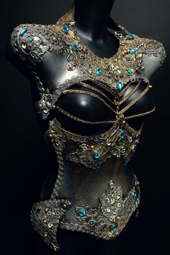 Creative silver glitter corset