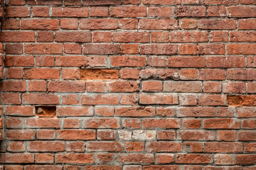 Red  old brick wall of an building, background texture of a brick