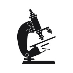 Black microscope symbol sign on white background single