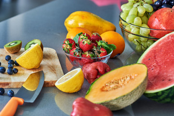 Mix Fresh fruits. Healthy eating, dieting concept, clean eating.