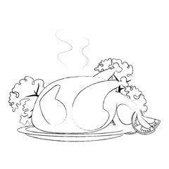 dish with delicious chicken and vegetables