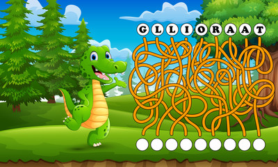 Naklejka premium Game alligator maze find way to the word