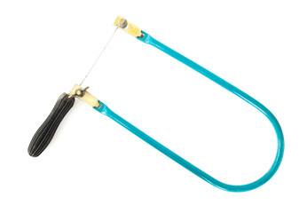 Small hand-held jigsaw for wood cutting, isolate, fretsaw