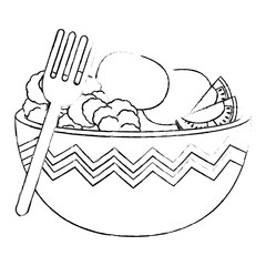 kitchen bowl with lettuce and potatoes