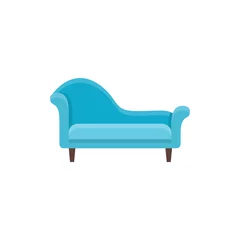 Foto op Plexiglas Blue chaise lounge sofa. Vector illustration. Flat icon of settee. Front view. © Milta