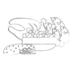 steak fish and vegetables vector illustration design