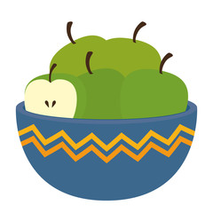 kitchen bowl with apples vector illustration design