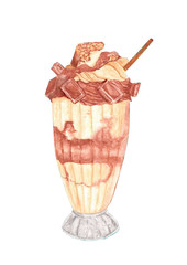 Watercolor - Ice cream in a glass without a background
