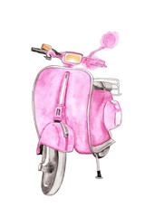 Pink Scooter Watercolor