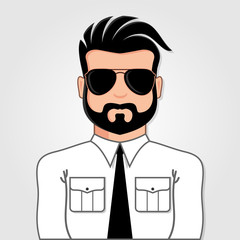 Man Cartoon portrait with glasses. Vector illustration.