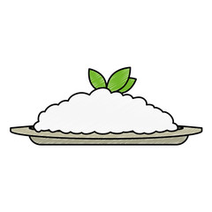 dish with rice and leafs food vector illustration design