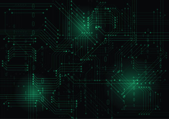 Abstract blue computer technology background with circuit board system , Vector illustration