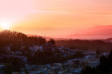 View from Corona Heights Park on east of San Francisco in the dusk
