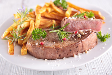 beef steak and french fries