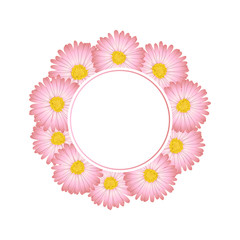 Pink Aster, Daisy Flower Banner Wreath