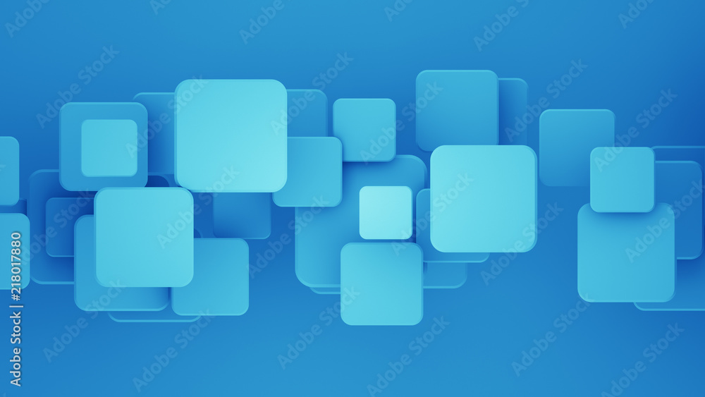 Poster overlapping blue squares 3d render abstract background