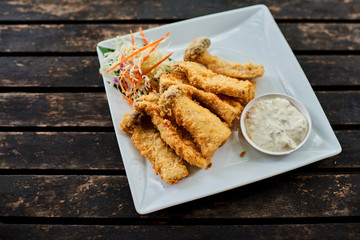 Delicious Japanese vegetable tempura - deep fried, breaded vegetables.