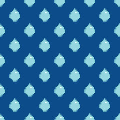 Vector seamless pattern background with pixel rain, water drops.