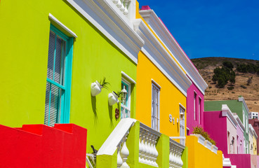 Facades coloré du quartier de Bo-Kaap à Cape Town