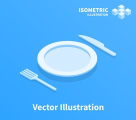Plate fork and knife icon. Vector illustration.
