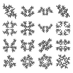 Set of simple tattoo. Abstract tribal sign. Ornamental abstract ink shape.