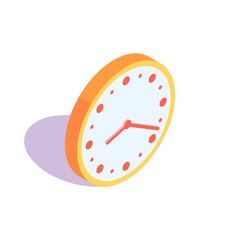 Orange clock icon. Vector illustration.