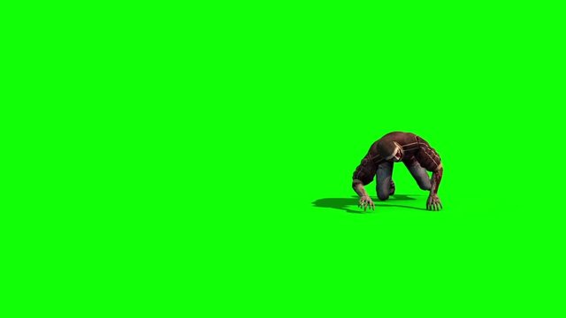 Zombie Strip Front Green Screen 3D Rendering Animation Horror
