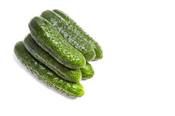 Heap of Cucumbers isolated on white background