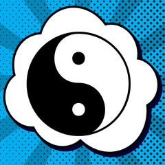 Ying yang symbol of harmony and balance. Vector. Black icon in b