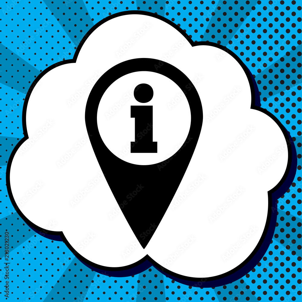 Aufkleber map pointer with information sign. vector. black icon in bubble