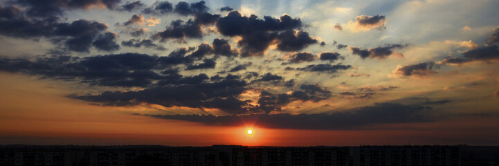 beautiful sunset on the city