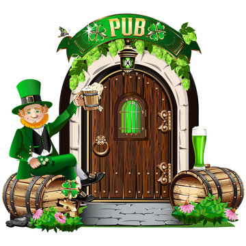 The door to the Irish pub