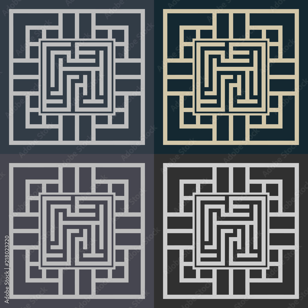 Poster abstract decorative element in the form of a maze. labyrinth vector icon.