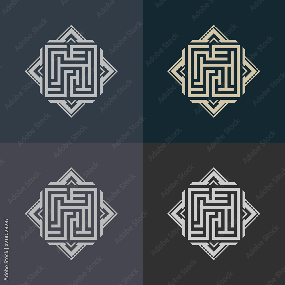 Poster abstract decorative element in the form of a maze. labyrinth vector icon.