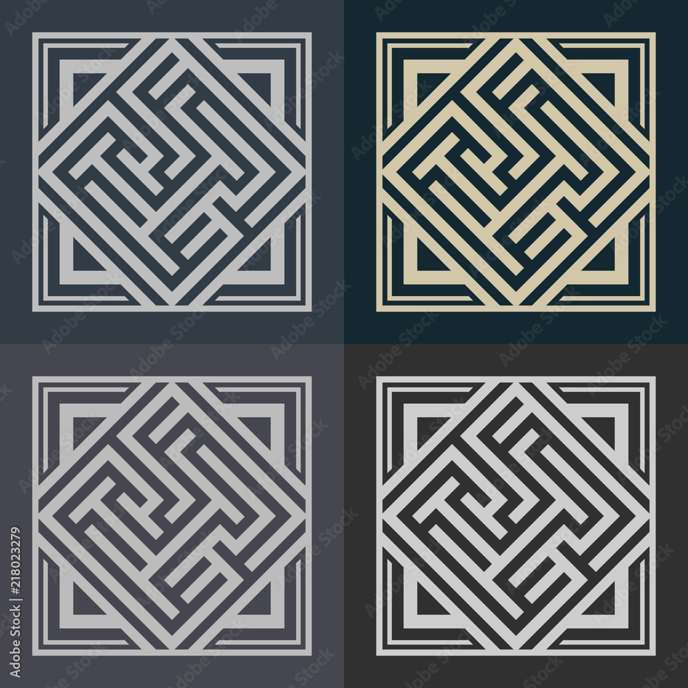 Poster abstract decorative element in the form of a maze. labyrinth vector icon.