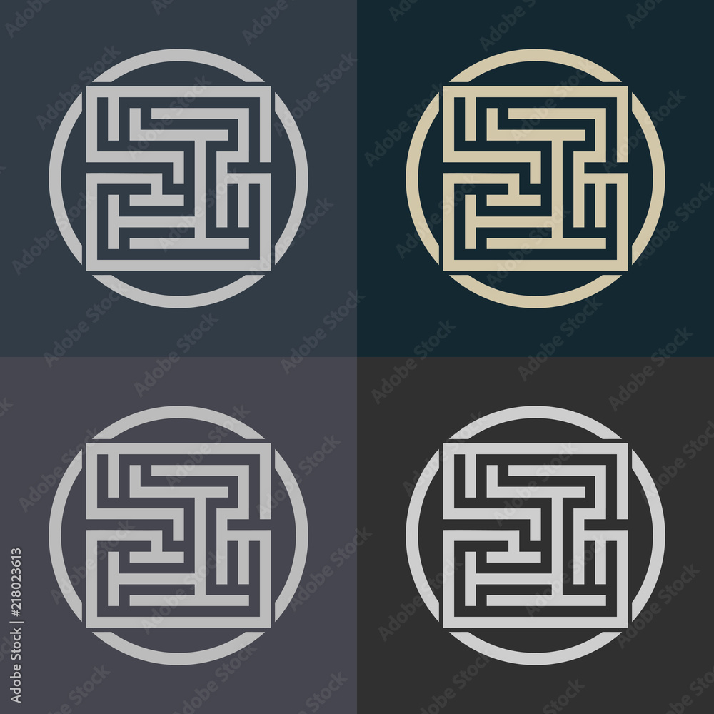Poster abstract decorative element in the form of a maze. labyrinth vector icon.