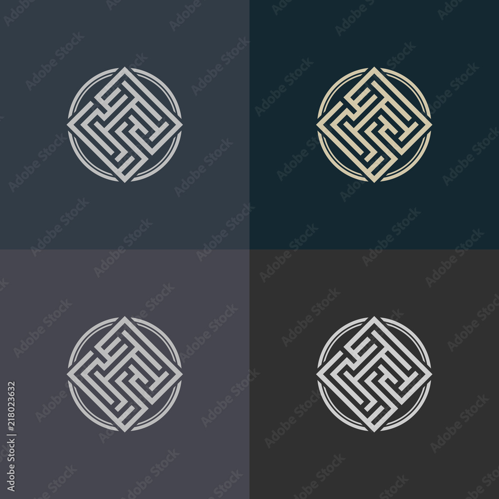Poster abstract decorative element in the form of a maze. labyrinth vector icon.