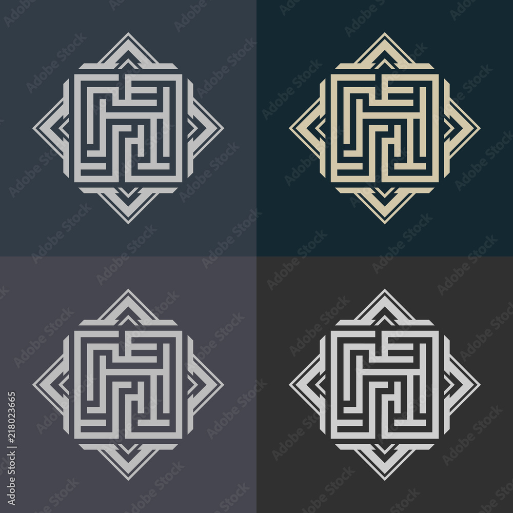 Poster abstract decorative element in the form of a maze. labyrinth vector icon.