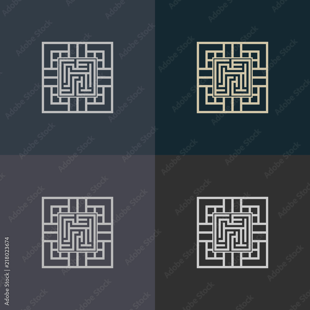 Poster abstract decorative element in the form of a maze. labyrinth vector icon.