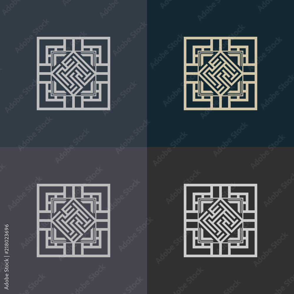 Poster abstract decorative element in the form of a maze. labyrinth vector icon.