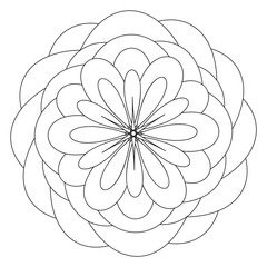 Mandala template with flower in the center, anti stress therapy pattern, coloring book. Raster