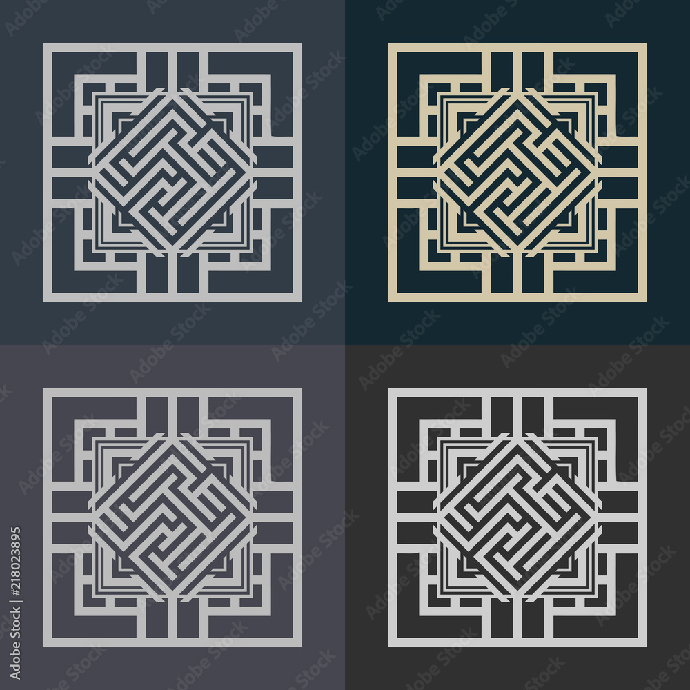 Poster abstract decorative element in the form of a maze. labyrinth vector icon.