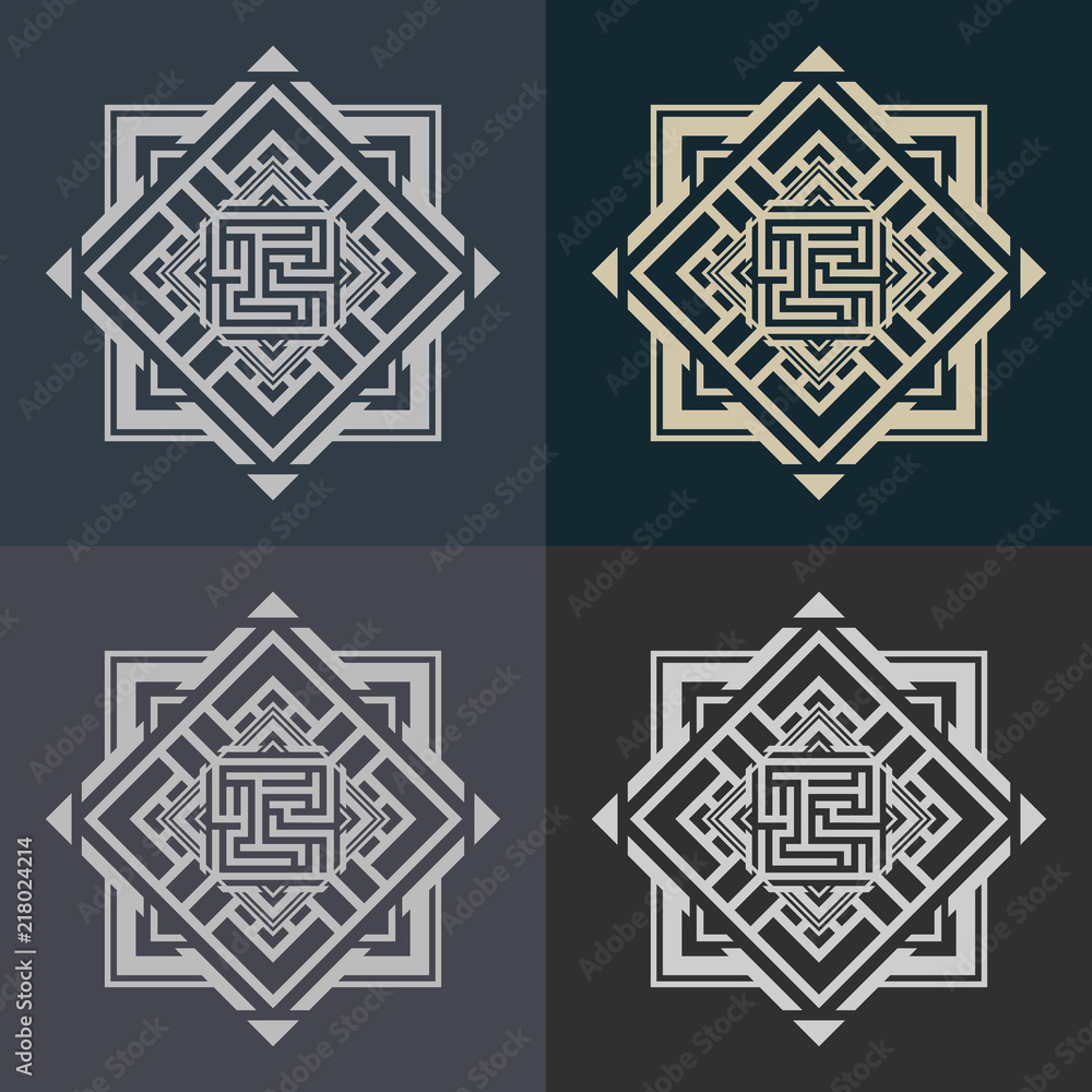 Aufkleber abstract decorative element in the form of a maze. labyrinth vector icon.