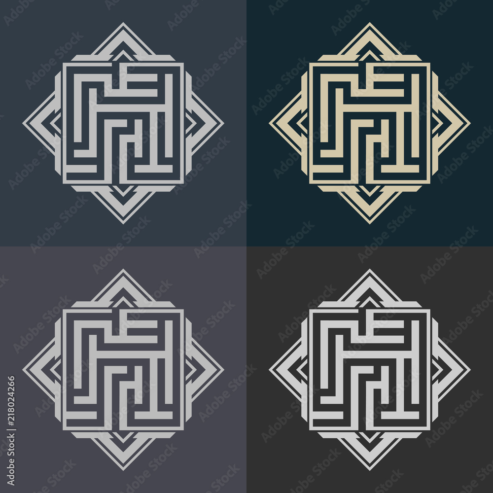 Aufkleber abstract decorative element in the form of a maze. labyrinth vector icon.