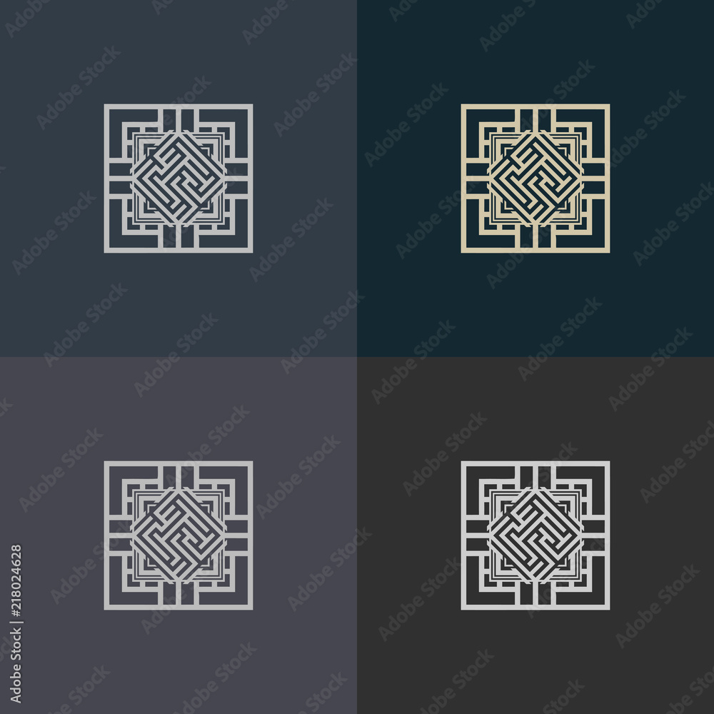 Aufkleber abstract decorative element in the form of a maze. labyrinth vector icon.